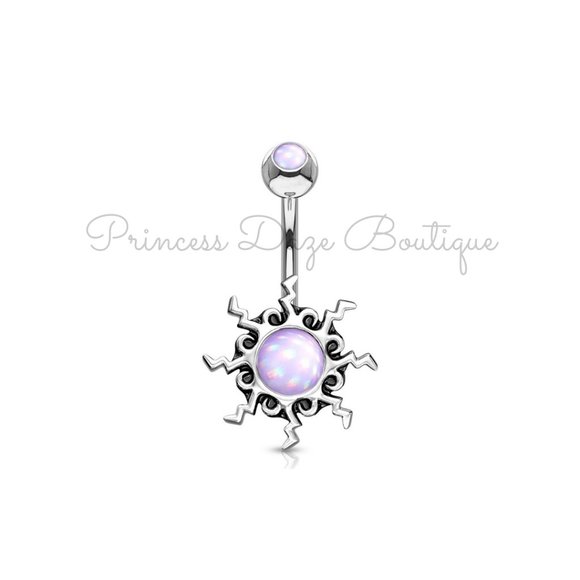 Tribal‎ Sun Illuminating Purple Center Stone Belly Button Ring - Picture 1 of 3